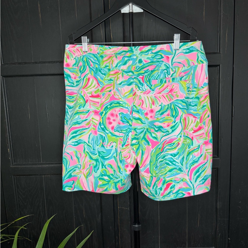 Lilly Pulitzer Tropical Print Bermuda Shorts - Aqua, Pink & Lime - Picture 2 of 5